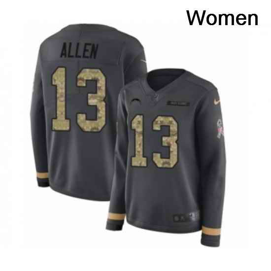 Womens Nike Los Angeles Chargers 13 Keenan Allen Limited Black Salute to Service Therma Long Sleeve NFL Jersey